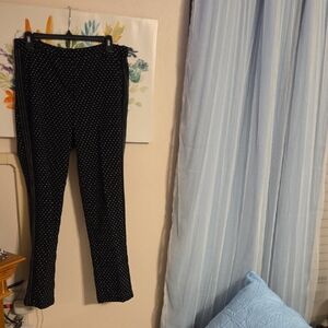 Elegant Black Polka Dot Straight Leg Pants